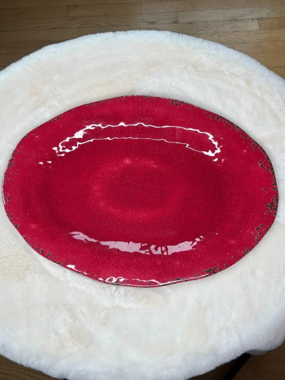 Pier 1 Imports Carmelo Melamine Crackle Glaze Distressed Oval Serving Platter-NW